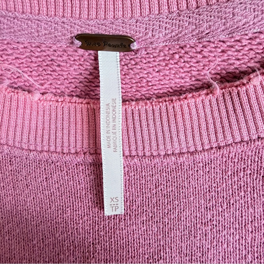 Free People Pink Snap Sleeve Sweatshirt Size XS 36201 - Picture 4 of 7